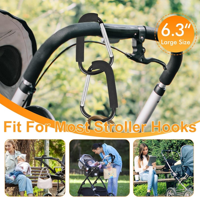 NEOACT 2 Pack Stroller Hooks, 6.3" Large Stroller Clips - Image 3